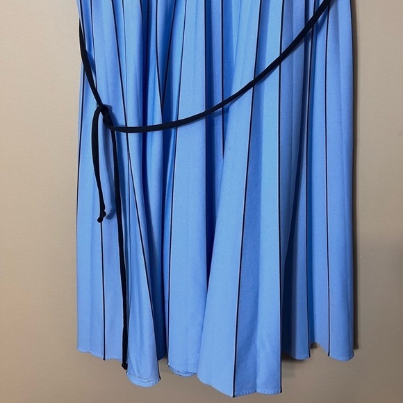 Vintage Sears Blue Wrap Dress Cap Sleeve Midi 70s 80s Size 14P Preppy Timeless - Picture 5 of 11